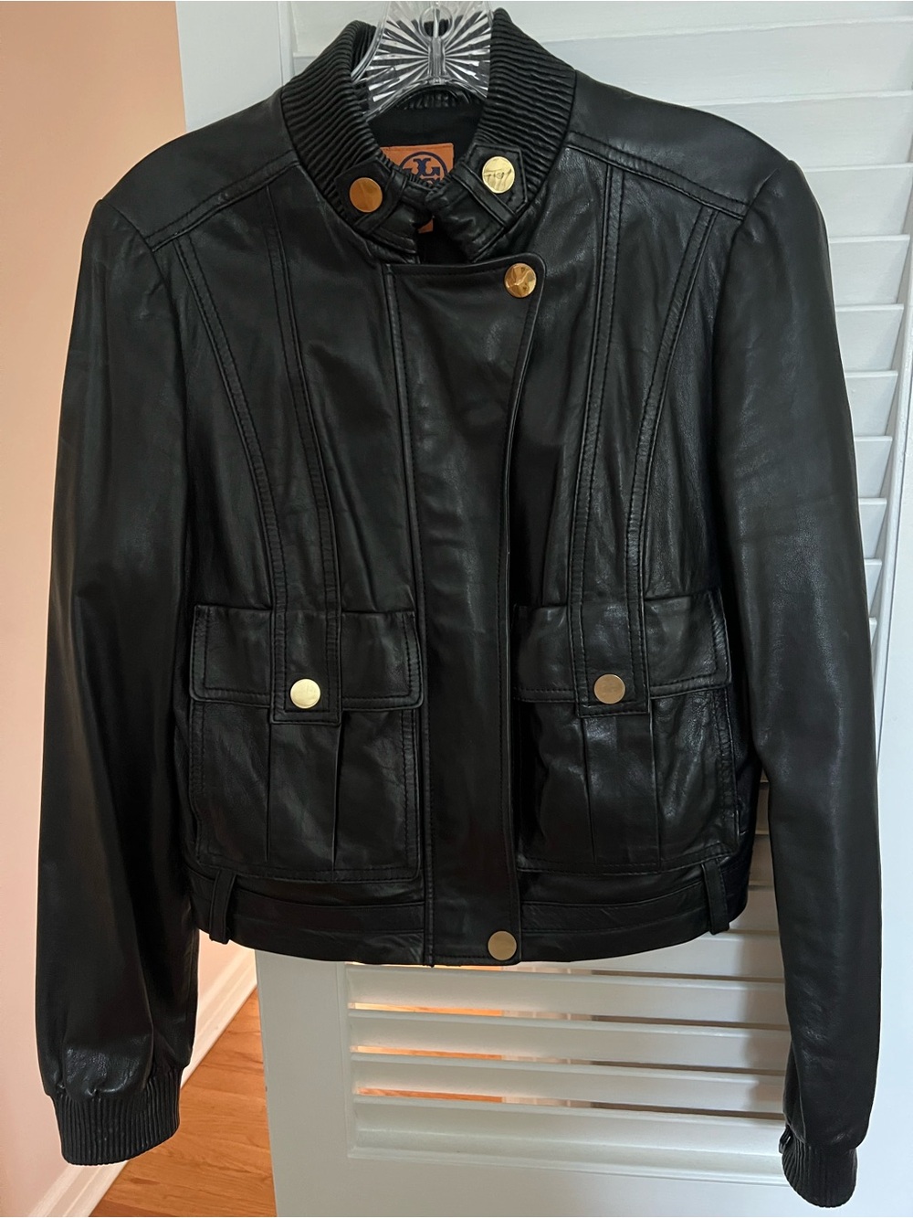 Tory Burch Leather Bomber Jacket